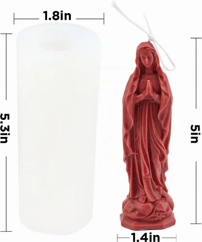 Vista 2 de Moldes de silicona 3D con forma de Virgen María, moldes de diosa para hacer velas, resina, jabón, fundición de pastel, chocolate, moldes de yeso