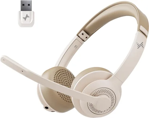 Vista 9 de JIAMQISHI Auriculares Inalámbricos con Cancelación de Ruido AI y Micrófono Bluetooth - Auriculares Bluetooth V5.2 con Dongle USB y Micrófono