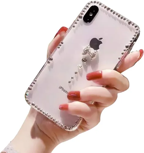 Vista 11 de LCHDA - Funda con soporte para anillo compatible con iPhone 15 de 6.1 pulgadas, bonita funda protectora de lujo con diamantes de imitación