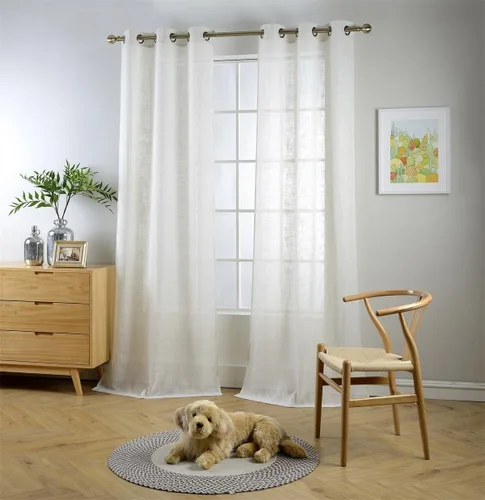 Vista 17 de Cortinas para sala de estar de 2 paneles (2 x 37 pulgadas de ancho), cortinas con textura de lino, con ojales, de la marca Miuco