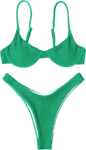 Vista 5 de Conjunto de bikini de corte alto con aros para mujer, trajes de baño de 2 piezas