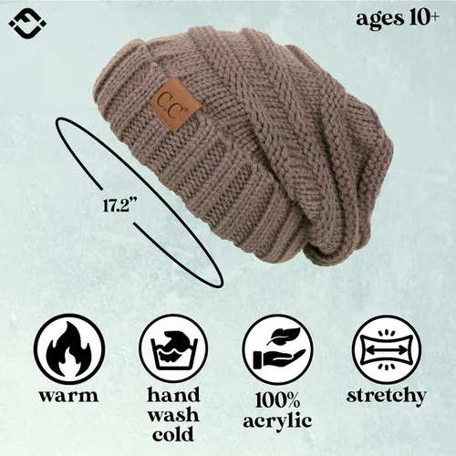 Vista 281 de Funky Junque Gorro de moda de punto trenzado de talla extragrande, grueso, abrigado, suave y holgado