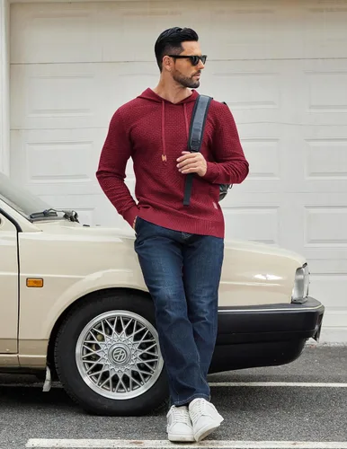 Vista 2 de COOFANDY Sudadera con capucha para hombre, casual, de manga larga, con cordón, de punto gofre, ajustada
