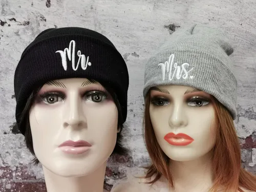 Vista 5 de Hepandy Gorros de punto Mr and Mrs para hombre y mujer