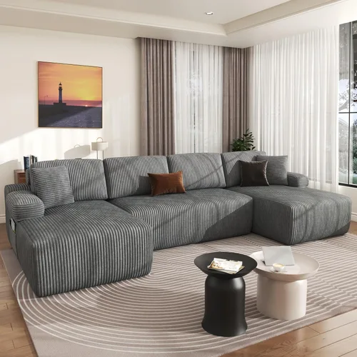 Vista 10 de DURASPACE - Sofá de nube sin huesos, sofá modular en forma de U de 126 pulgadas para sala de estar, sofá modular de asiento profundo de gran