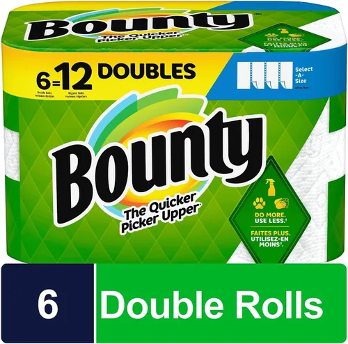 Vista 2 de Bounty 1939879 - Toallas de papel para cocina Select-A-Size, 2 capas, 110 hojas/rollo (74801/95054)