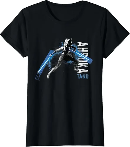 Vista 21 de Star Wars The Clone Wars Ahsoka Tano Dual Lightsabers Camiseta Asphalt Grey