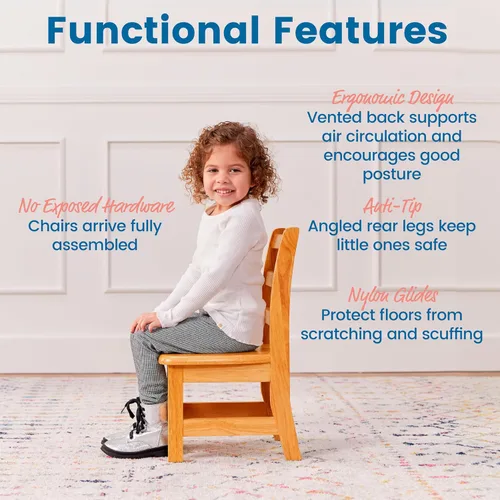 Vista 4 de Silla ECR4Kids montada con espalda escalonada de 3 peldaños, Natural, 2