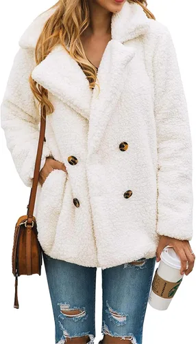 Vista 21 de PRETTYGARDEN - Chaqueta de forro polar Sherpa de gran tamaño para mujer Negro