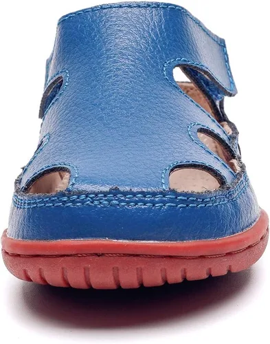 Vista 3 de DADAWEN - Sandalias de pescador con correa de cuero para niña y niño (bebé, niño pequeño, niño grande)
