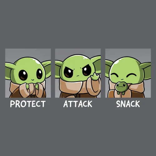 Vista 2 de TeeTurtle Camiseta estándar de Star Wars Protect, Attack, Snack para hombre