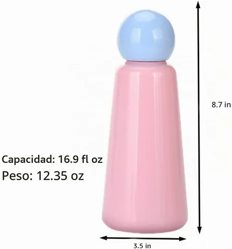 Vista 2 de Botella de agua de acero inoxidable de 17 onzas de aproximadamente 16.9 fl oz, botella de agua aislada al vacío, botella de agua de metal para azul