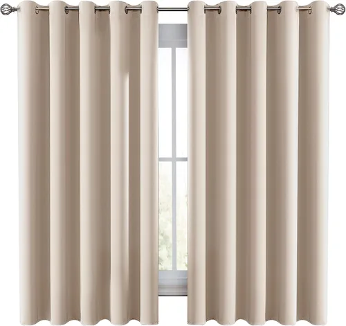 Vista 9 de LUX Décor - Juego de 2 paneles de cortinas opacas de alta calidad de 63 pulgadas de largo, cortinas de oscurecimiento de habitación con aislamiento
