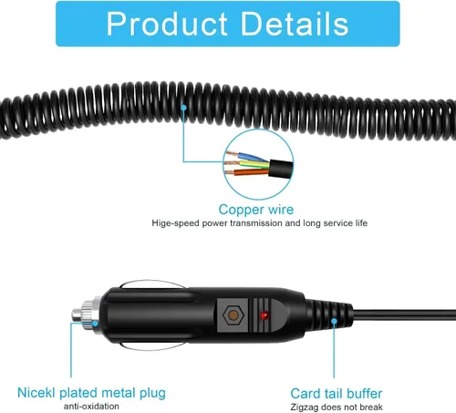 Vista 3 de Adaptador de CC para escáneres de radio Uniden Bearcat: BC-220XLT BC-230XLT Cable de alimentación