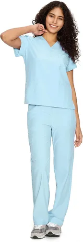 Vista 35 de COZYFIT Scrubs for Women Set - V-Neck & Straight Leg Pants with 9 Pockets Negro