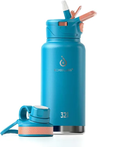 Vista 27 de IDEUS Botella de agua aislada de 12 onzas, botella de agua aislada de acero inoxidable para la escuela, botellas aisladas con pajitas a prueba