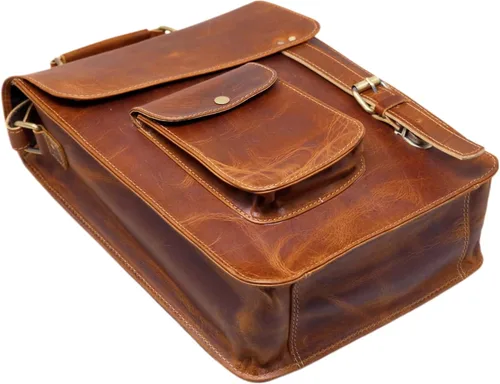 Vista 8 de jaald leather messenger bag laptop case office briefcase gift for men computer distressed shoulder bag