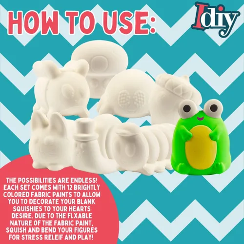 Vista 4 de Kit de manualidades Jumbo Squishy Toys (paquete de 8 criaturas de jardín) – Pinta tus propios Squishies de levantamiento lento para niños – Incluye