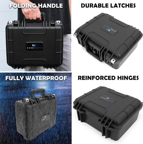 Vista 7 de CASEMATIX Two Gun Hard Case for 2 Handguns - TSA Approved Waterproof & Shockproof 2 Pistol Hard Case, Double Handgun Case with Accessory Storage for