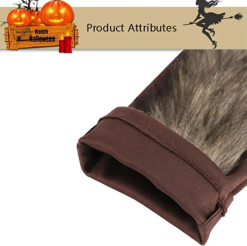 Vista 4 de XGOPTS Guantes largos de hombre lobo para Halloween, disfraz de mano de hombre lobo para cosplay, guantes de garra de lobo, guantes de animales