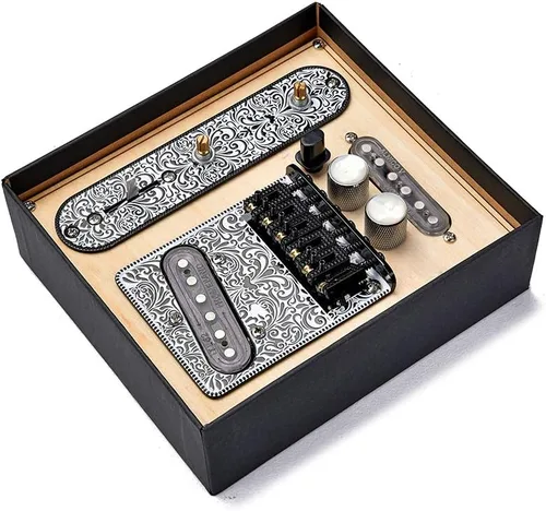 Vista 6 de Placa de puente de silla de montar de guitarra cargada Alnico V, placa de control de guitarra eléctrica con interruptor de 3 vías, juego de pastilla
