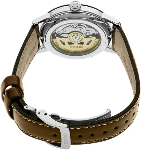 Vista 3 de Seiko Presage - Reloj automático de cuero marrón SRPE45 verde para hombre
