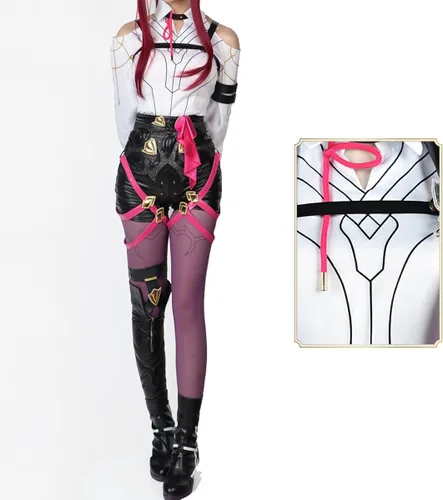 Vista 4 de UPUPCOS Honkai Star Rail Herta Negro Cosplay Vestido Traje Traje Lolita Falda Para Mujeres Y Niñas Fiesta de Halloween
