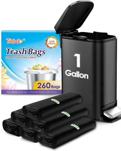 Vista 43 de Bolsas de basura fuertes de 1.2 galones, 220 unidades, bolsas de basura para baño, bolsas de plástico pequeñas para la oficina en casa, cocina, se