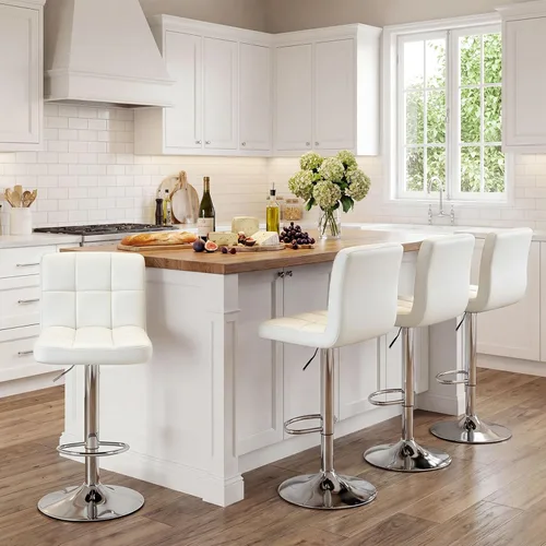 Vista 10 de DUMOS Set of 2 Counter Height Bar Stools, 24 Inch Saddle Bar Chairs