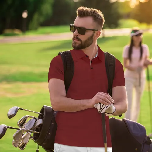 Vista 5 de Mio Marino - Polos de golf para hombre, ajuste seco, tela transpirable ultrafina