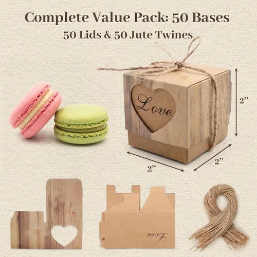Vista 2 de VGOODALL Cajas de regalo pequeñas, cajas de recuerdo de fiesta, 2 x 2 x 2 pulgadas, paquete de 50 unidades para invitados nupciales, baby shower