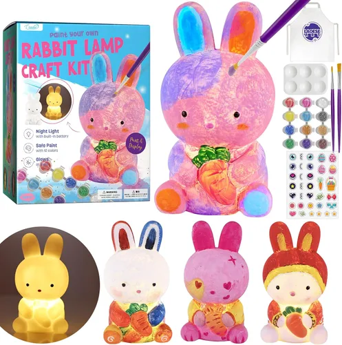 Vista 9 de Kit de lámpara para pintar tu propio oso, suministros de arte, kit de pintura de oso para niños de 6 a 12 años, artes y manualidades para niños de 8