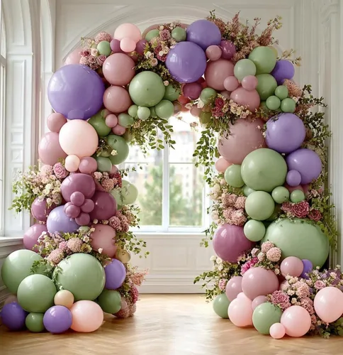 Vista 14 de Kit de arco de globos de color morado y naranja, guirnalda de globos de doble relleno, color morado y naranja quemado, negro, para Halloween