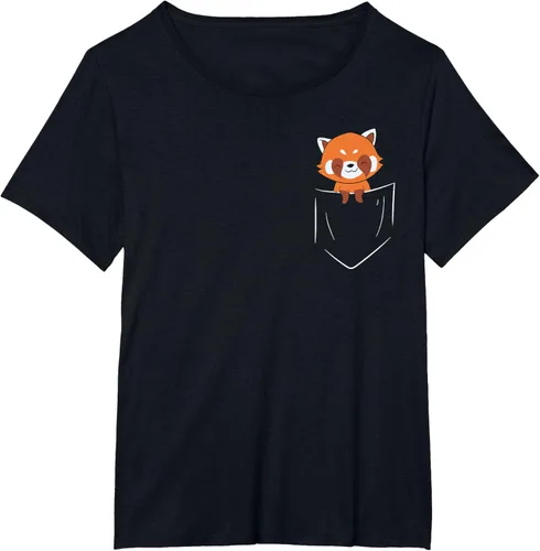 Vista 31 de Funny Red Panda In Pocket - Camiseta con bolsillo, Negro, S