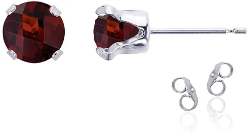 Vista 111 de Aretes de tuerca de plata de ley 925 chapados en oro de 14 quilates macizo, oro amarillo, blanco o rosa de 0.236 in Amatista