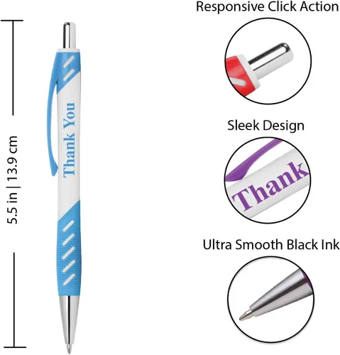 Vista 2 de Bolígrafos de regalo "Thank You" con agarre para eventos, fiestas, agradecimiento a los empleados y más (paquete de 5)