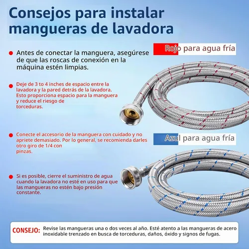 Vista 4 de Mangueras de lavadora de acero inoxidable de 4 pies Conexión NPT de 3/4