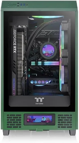 Vista 3 de Kit de panel LCD Thermaltake Tower 200 Series Racing Green, pantalla LCD de 3.9", compatible con software Tt RGB Plus 2.0, AC-067-OODNAN-A1 Verde
