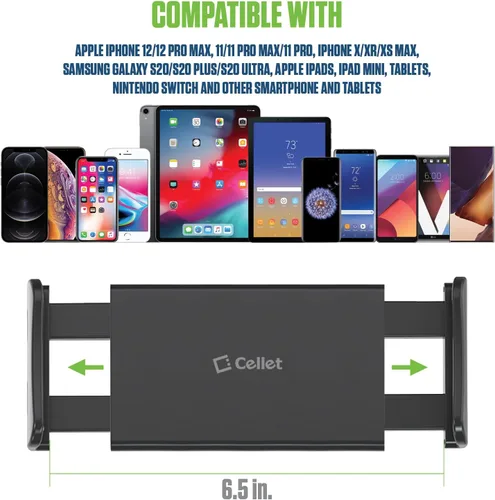 Vista 6 de Cellet Soporte universal para reposacabezas de coche para tabletas y teléfonos, soporte giratorio de 360° para tableta con brazo extensible