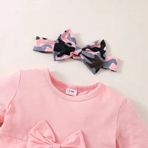 Vista 4 de FOCUTEBB Ropa para bebé niña, ropa de otoño e invierno, sudadera de manga larga con volantes, pantalones, diadema, 6-24 meses