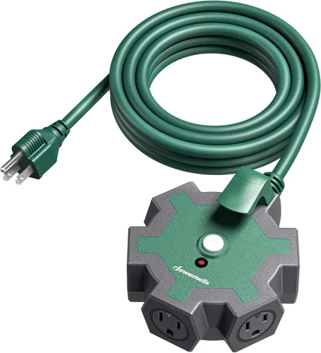 Vista 11 de DEWENWILS Regleta de alimentación industrial con 5 tomas, cable de extensión resistente de 15 pies para garaje, taller, certificación ETL, SJTW