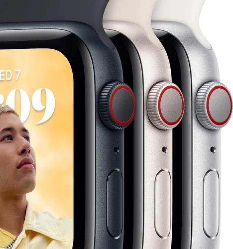 Vista 3 de Apple Watch SE (2ª generación) [GPS 1.732 in] Reloj inteligente con caja de aluminio medianoche y correa deportiva de medianoche - M/L. Monitor