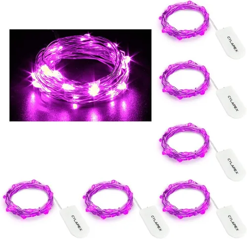 Vista 12 de Tira de luces led rutilantes con 20 luces de hadas led micro Cylapex, en cable de cobre revestido de plata de 3.3 pies, funciona con dos