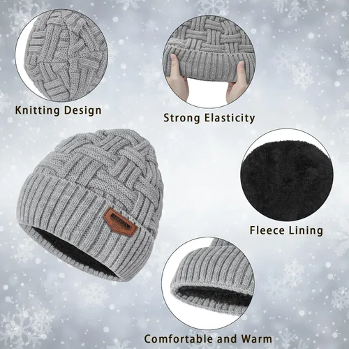 Vista 75 de Loritta Gorro de invierno cálido de punto grueso y holgado para hombre