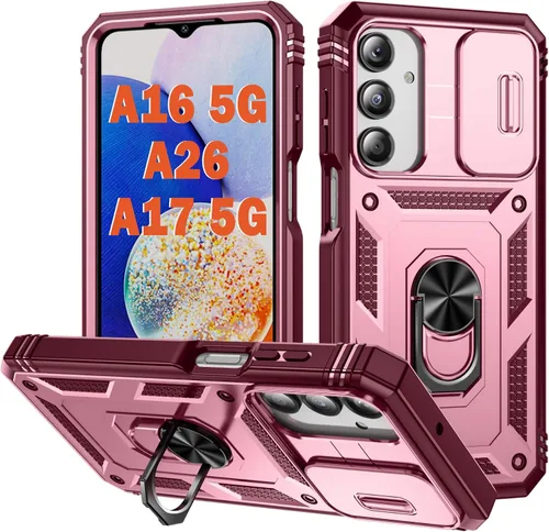 Vista 68 de PASNEW Funda militar para iPhone 13 Pro Max, cubierta de cámara deslizante y soporte de anillo de metal de 360°, carcasa rígida multicapa resistente
