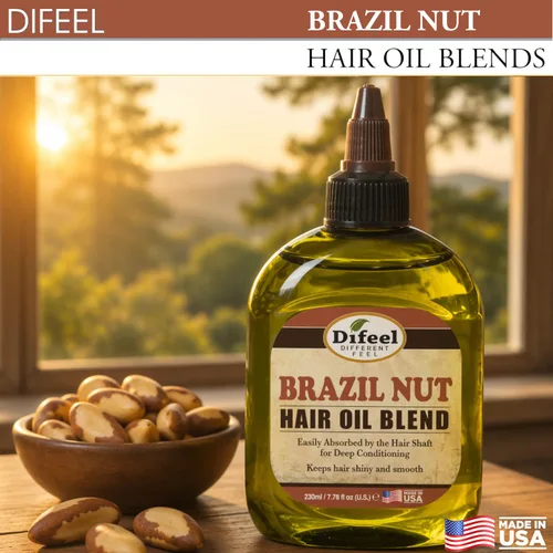 Vista 2 de Difeel Aceite natural para el cabello acondicionador profundo de alta calidad, aceite de nuez de Brasil, 2.5 onzas