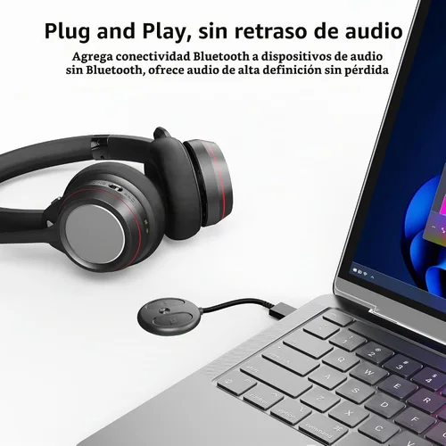 Vista 2 de AMORNO Adaptador Bluetooth USB-C para PS5, adaptador de audio Bluetooth 5.4 para PC, Plug and Play, transmisor de audio inalámbrico para auriculares