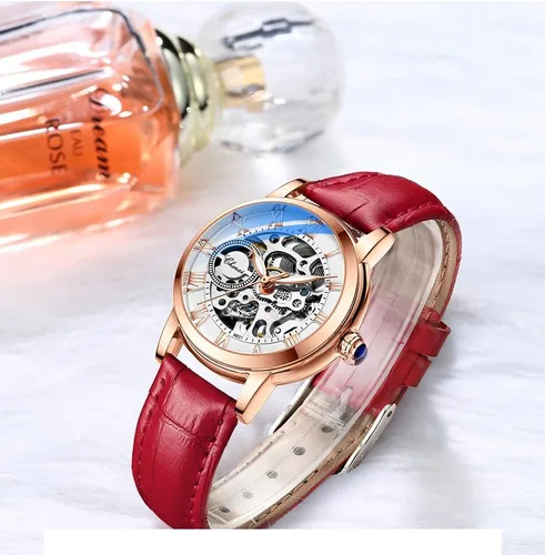 Vista 2 de Reginald Reloj mecánico para mujer, en forma de corazón, movimiento mecánico de oro, reloj mecánico automático para mujer, Negro -, Moda casual