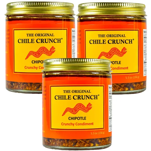 Vista 19 de CHILE CRUNCH - Condimento Crujiente Picante de Chipotle - Chiles Asados Totalmente Naturales, Salsa Crujiente de Ajo y Cebolla - Vegano, Sin Gluten