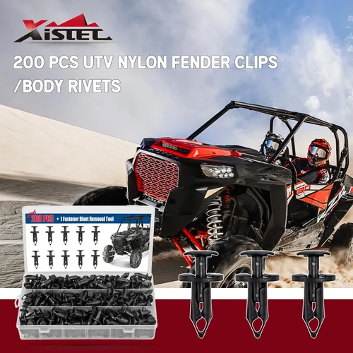 Vista 2 de Xislet 200 Piezas Clips para Guardabarros de Nylon UTV, Remaches de Cuerpo Compatibles con Polaris 7661855 Ranger RZR Can-Am Kawasaki Teryx Honda
